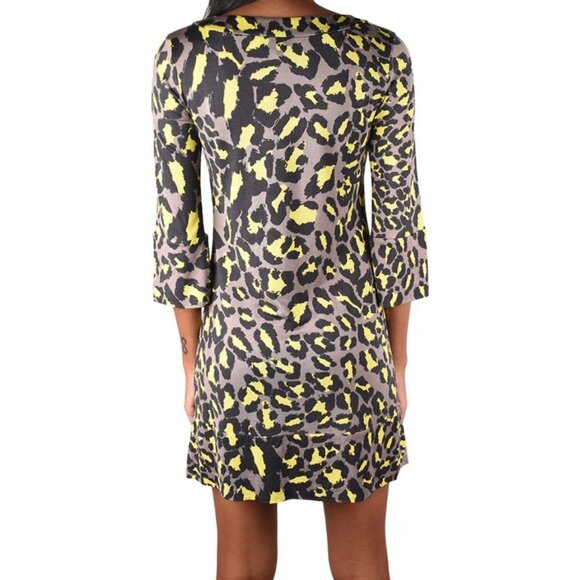 Diane Von Furstenberg Vintage Leopard Print Silk Jersey Mini Dress Size 12 - Picture 2 of 9